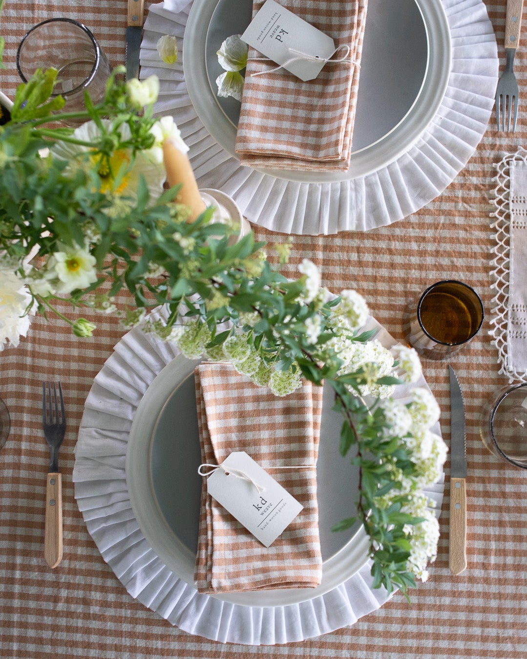 Tan Gingham Tablecloth