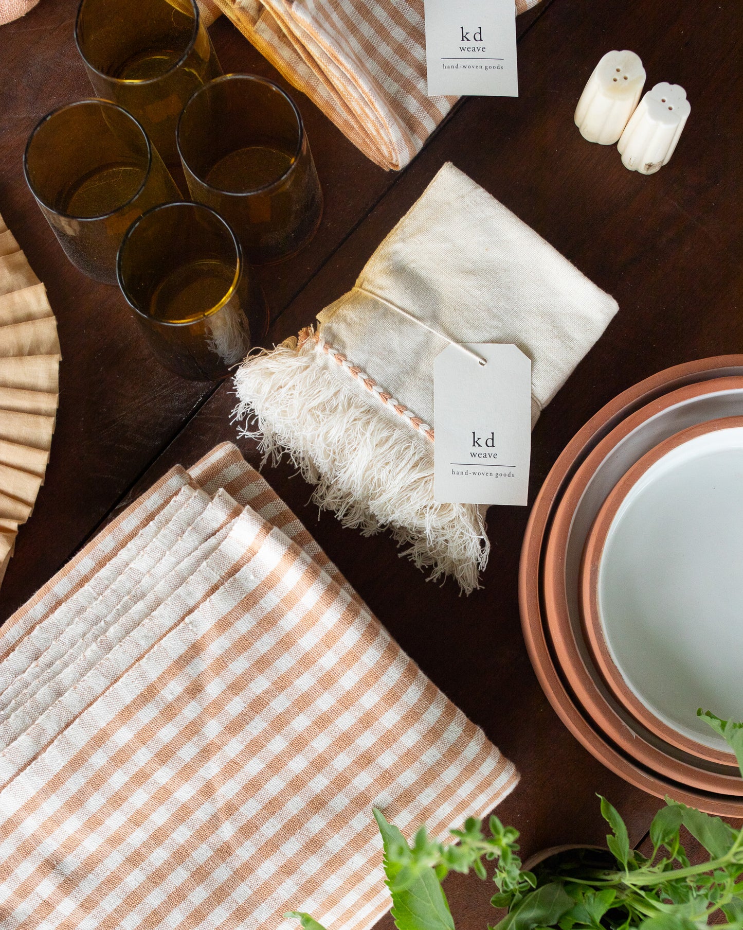Tan Gingham Tabletop Bundle