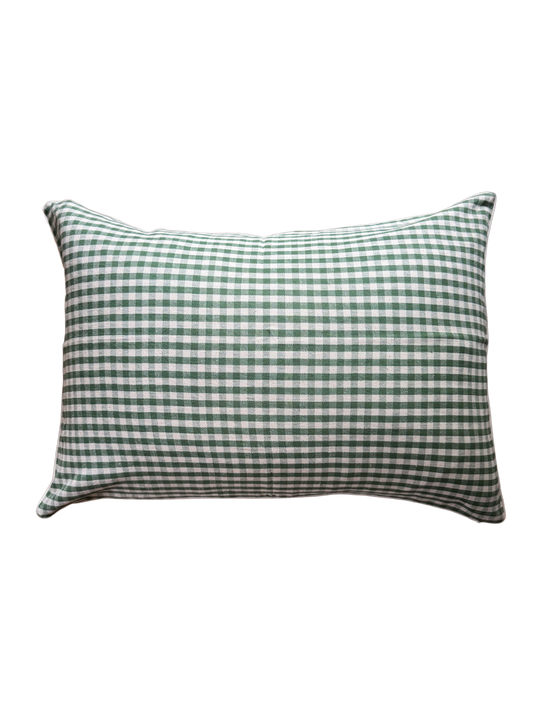 Olive Gingham Pillow Cover