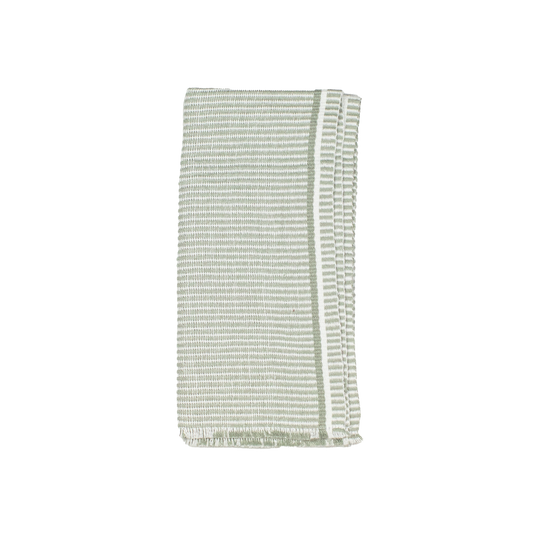 Greige & White Stripe Napkin With Edge Detail