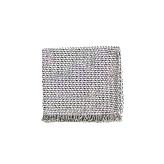 Folded white and gray wash cloth