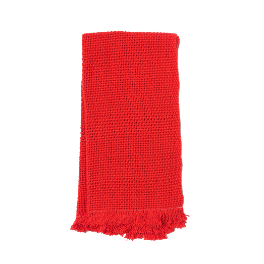 Folded red hand towel