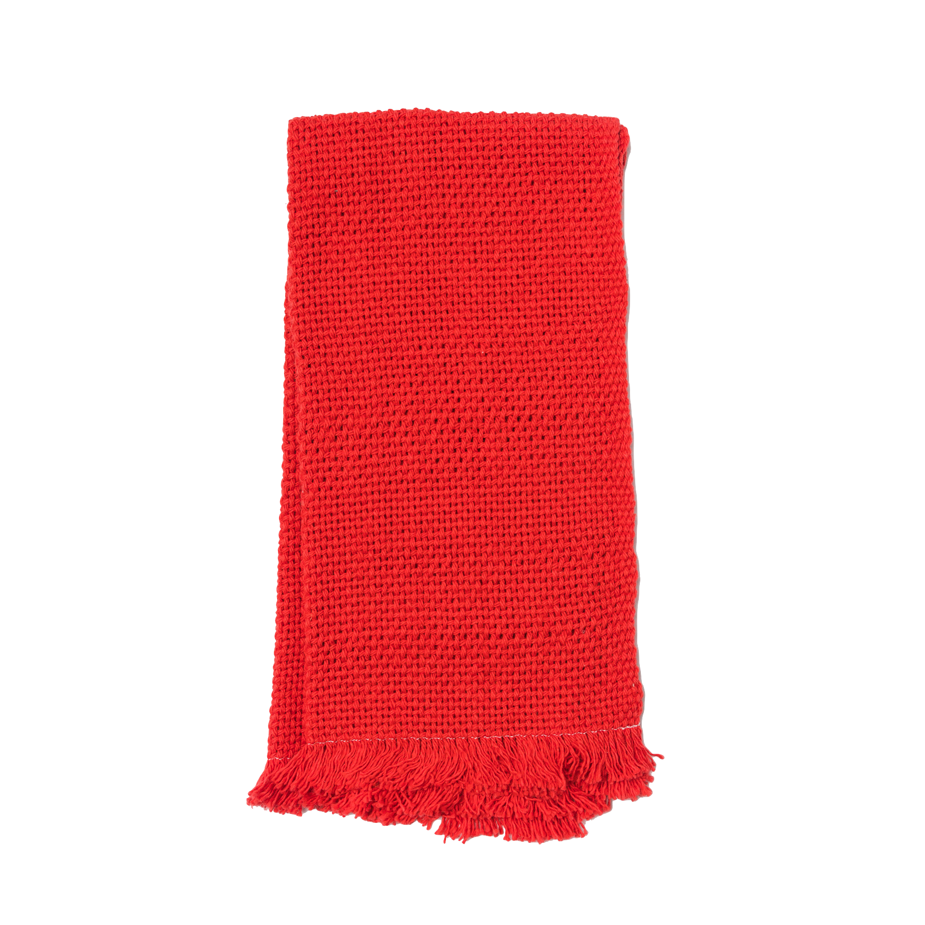 Folded red hand towel