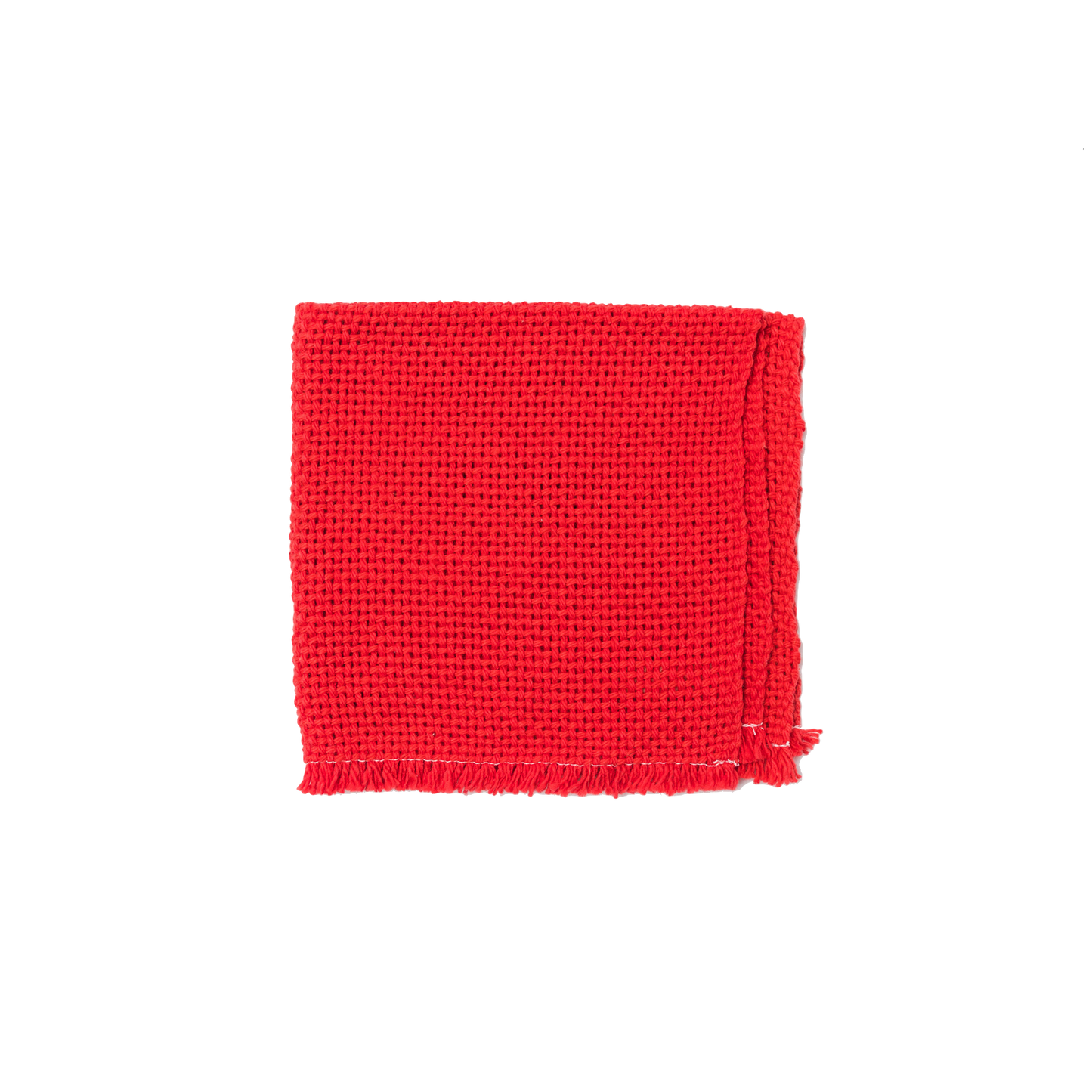 Folded red washcloth