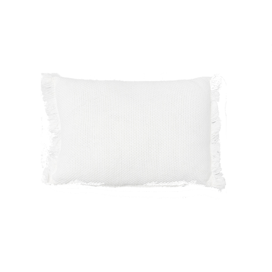 Small white lumbar pillow