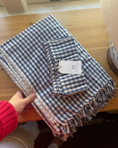 Indigo Gingham Tablecloth