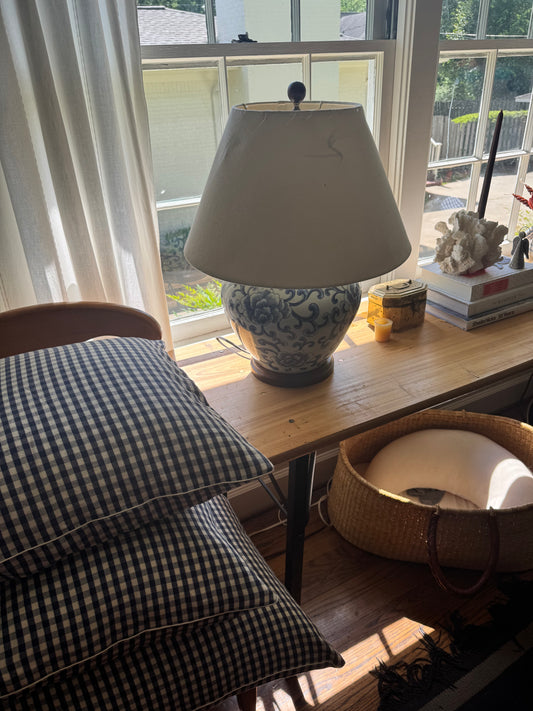 Indigo Gingham Pillow Cover