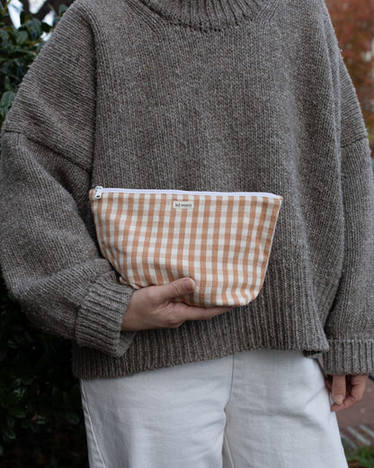 Tan Gingham Pouch