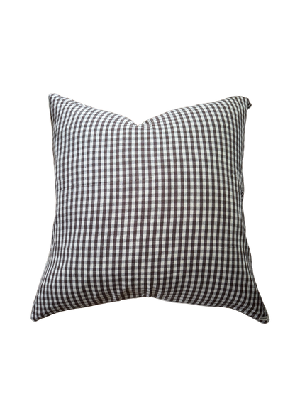 Chocolate Gingham Pillow Cover