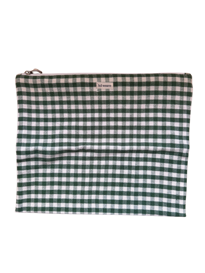 Olive Gingham Pouch