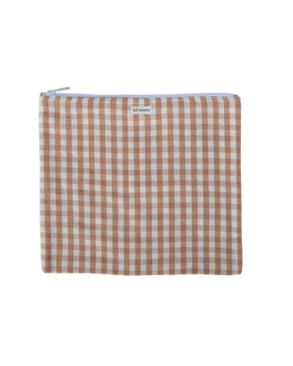 Tan Gingham Pouch