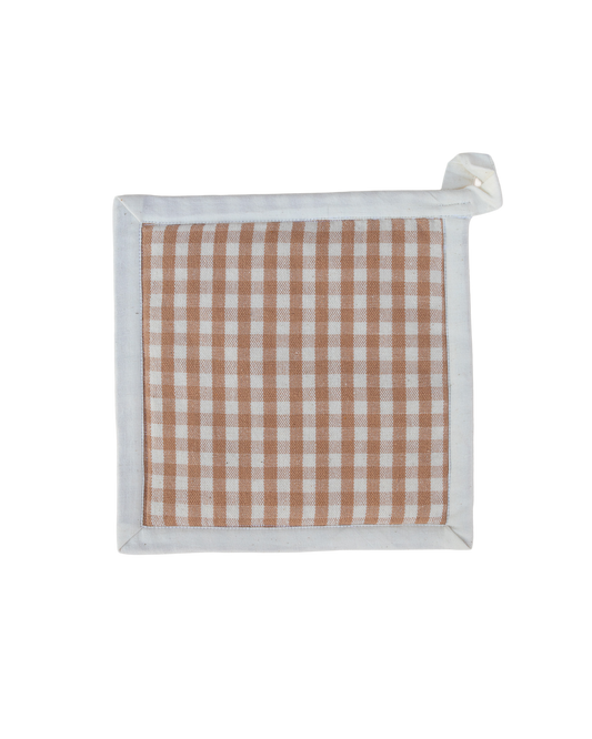Tan Gingham Pot Holder