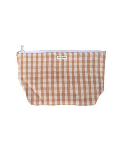 Tan Gingham Pouch