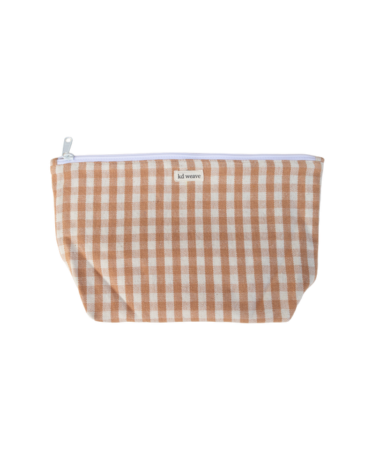 Tan Gingham Pouch