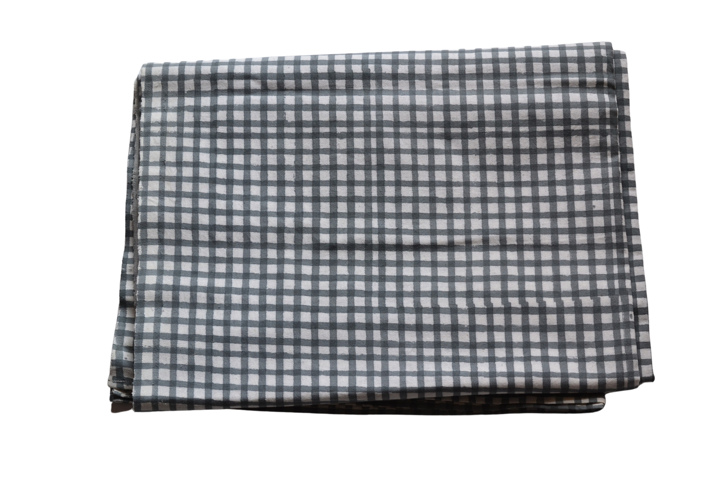 Chambray Grid Block Print Tablecloth