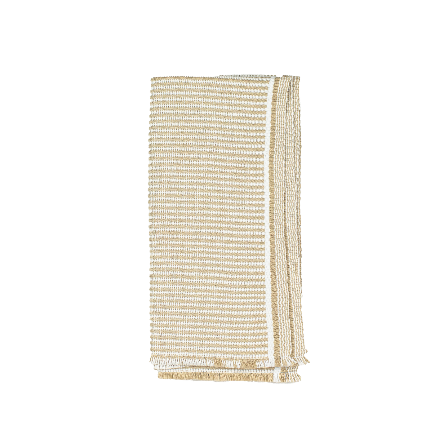 Tan & White Stripe Napkin With Edge Detail