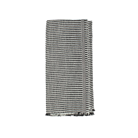 Black & White Stripe Napkin With Zag Edge