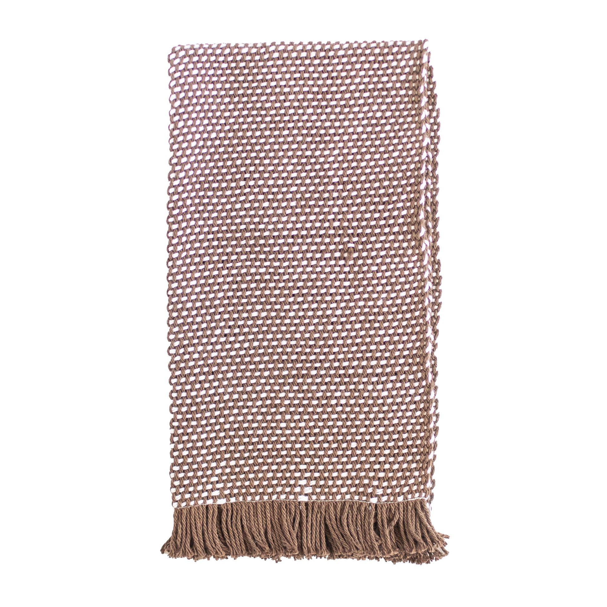 Folded chocolate and white hand towel