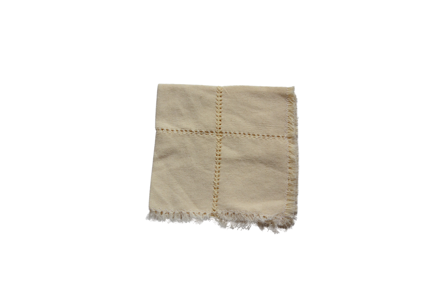 Folded cream hemstitched napkin