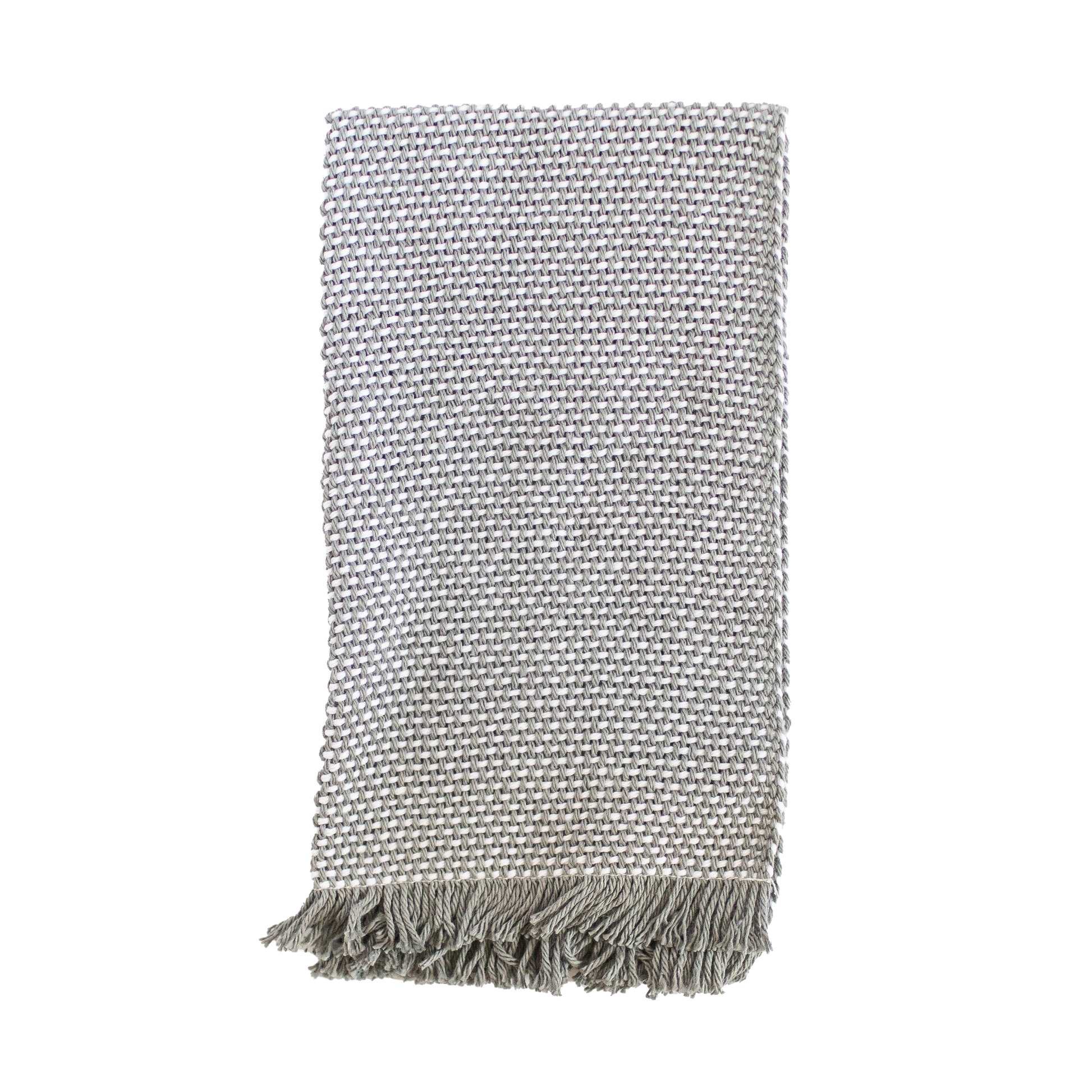 Folded gray and white hand towel