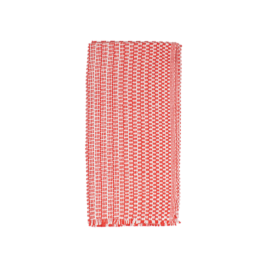 Red and white patterned napkin