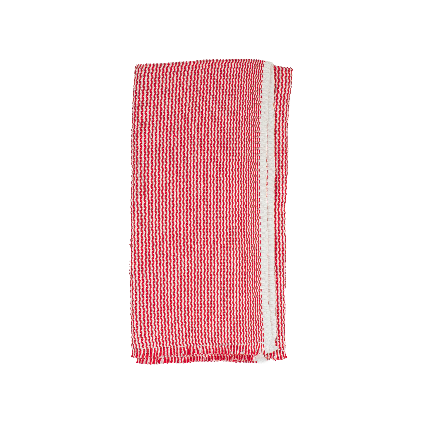 Folded red and white zigzag napkin