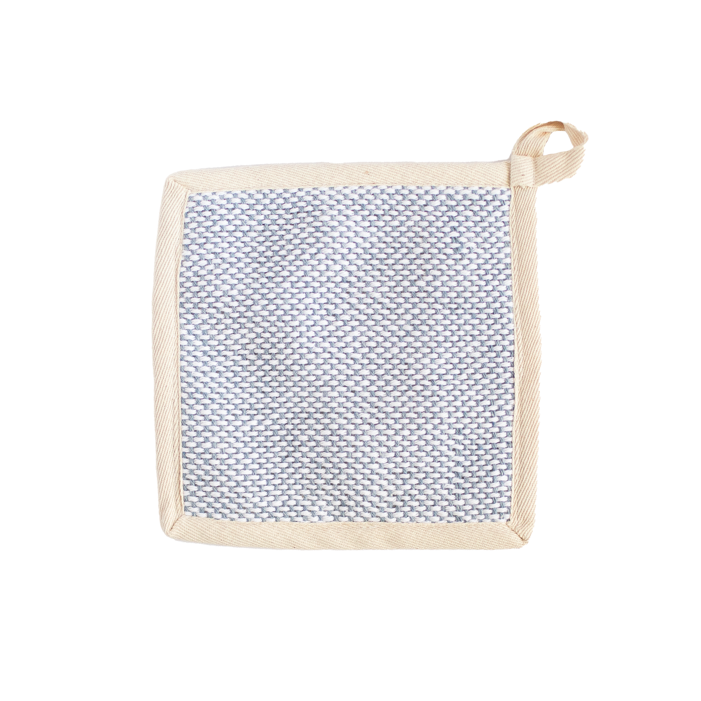 White and chambray pot holder