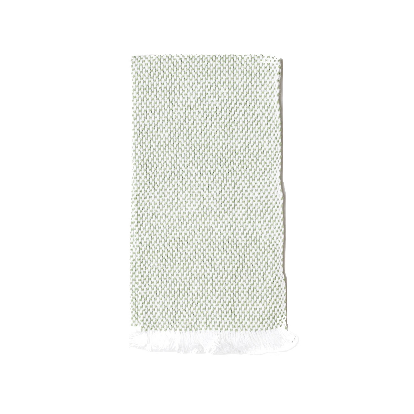 Folded white and green hand towel