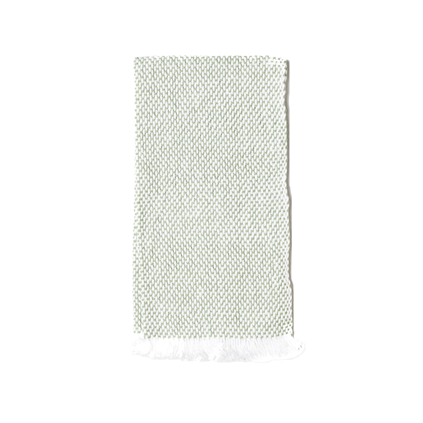 Folded white and green hand towel