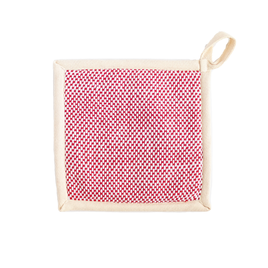 White and red pot holder